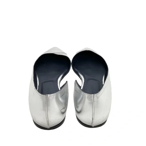 ISABEL Marant ÉTOILE Penn Metallic Silver Leather Point-toe Ballet Flats Size 6 - Picture 8 of 9